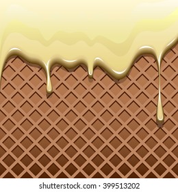 Wafer and flowing cream. Seamless wafer texture