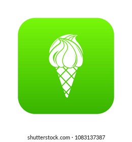 Wafer ice cream icon green vector isolated on white background