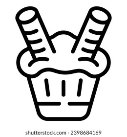 Wafer ice cream icon outline vector. Wafer rolls dessert. Sugar creamy treat