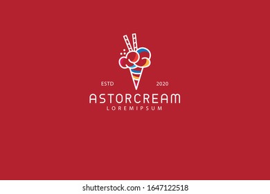 wafer ice cream logo. Illustration of wafer ice cream pictures and astor sticks with many colors. vector line icon template