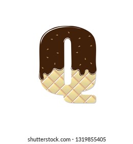 wafer letter Q with the current chocolate glaze