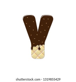 wafer letter Y with the current chocolate glaze