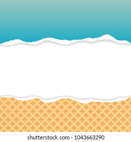 Wafer pattern and blue ripped paper vector with copy space.