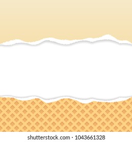 Wafer pattern and cream ripped paper vector with copy space.