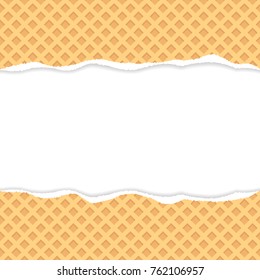 Wafer pattern ripped paper vector with copy space.