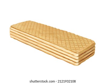 Wafer realistic composition with isolated image of piece of vanilla wafer on blank background vector illustration