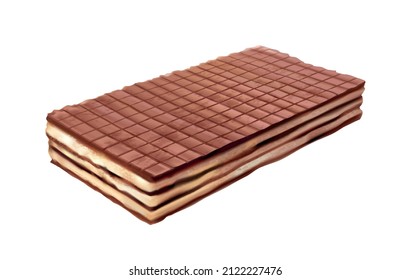 Wafer realistic composition with isolated image of piece of chocolate wafer on blank background vector illustration