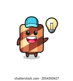 wafer roll mascot character with afraid gesture , cute style design for t shirt, sticker, logo element