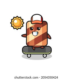 wafer roll mascot character with energetic gesture , cute style design for t shirt, sticker, logo element