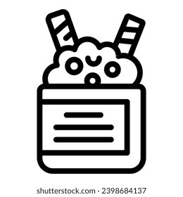 Wafer rolls dessert icon outline vector. Munchies sugary tubes. Wafer ice cream sticks