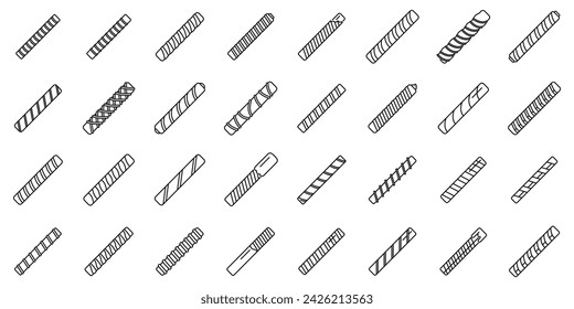 Wafer rolls icons set outline vector. Stick roll sweet. Candy bakery