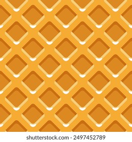 Wafer seamless background. Waffles pattern. Texture of sweet and delicious food. Vector waffle Background. Ice cream waffle cup. Vector illustration. Food pattern. Seamless backdrop. Square pattern.