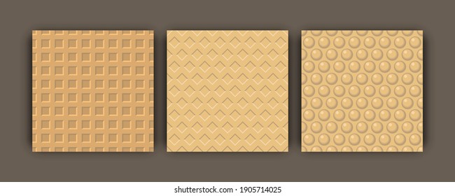 Wafer seamless backgrounds. Vector illustration of sweets.
