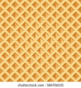 Wafer seamless pattern. Baked waffle background with repeating texture. Stylized flat style vector eps8 illustration.