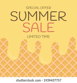 Wafer texture Ice cream summer sale background. Vector Illustration EPS10