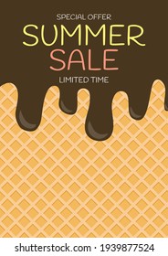 Wafer texture Ice cream summer sale background. Vector Illustration EPS10