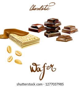 wafer vector illustration 3d realistic cocoa 