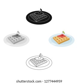 Wafers with cherry syrup on a plate.The dark Belgian wolf. Belgium single icon in cartoon style vector symbol stock illustration.