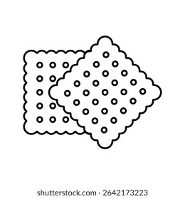 Wafers Crackers Outline style, square crispy wafers often filled with chocolate, great for snack branding and dessert themes.