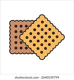 Wafers Flat design style, square crispy wafers often filled with chocolate, great for snack branding and dessert themes.