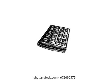 Wafers, graphic hand drawn illustration isolated on white background. Fast food.