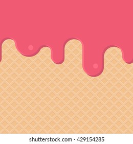 wafers with strawberry ice cream, seamless pattern background