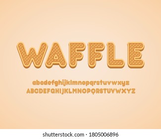 Waffle 3D Text Style Effect Vector Illustration Design