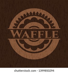 Waffle badge with wooden background