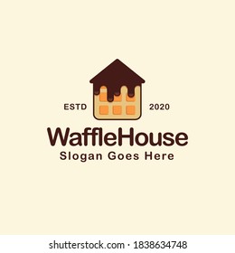 Waffle with basic house shape cartoon logo vector on light background