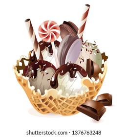 waffle basket with ice cream