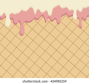 Waffle berry and white glaze. Vector illustration.