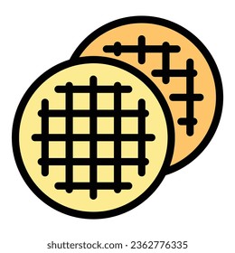 Waffle biscuit icon outline vector. Sugar shape. Grain package color flat