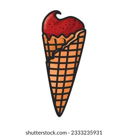 Waffle con el icono del vector de burbuja.Icono del vector de color aislado en el waffle del fondo blanco con burbuja.