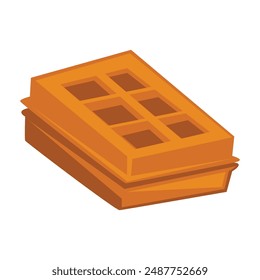 waffle cake piece flat vector illustration