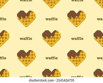 waffle cartoon character seamless pattern on yellow background.Pixel style