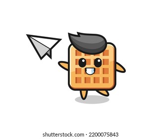 Waffelkartoon-Charakter-Werfer-Papier-Flugzeug , süßes Design