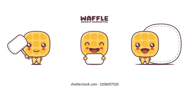 Waffle Cartoon Mascot Blank Board Banner Stock Vector (Royalty Free ...