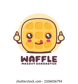 Waffle Cartoon Mascot, Suitable For, Logos, Prints, Stickers, Etc, Isolated On A White Background.