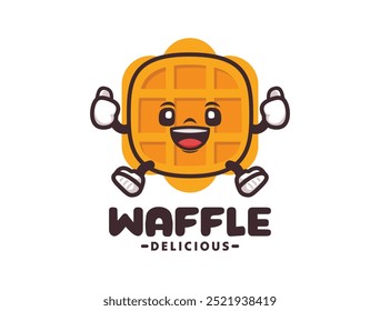 Waffel Cartoon Maskottchen Vektorgrafik. im Gliederungsstil.