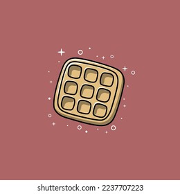 waffle cartoon with sparkling stars