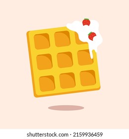 Waffle cartoon vector. Fast food cartoon element illustration. Flat of fast food vector isolated. Breakfast food collection. Eps 10.