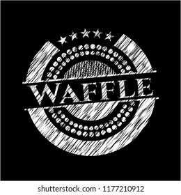 Waffle chalkboard emblem on black board