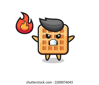 waffle character cartoon with angry gesture , cute design