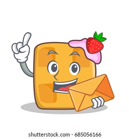 waffle character cartoon design with envelope