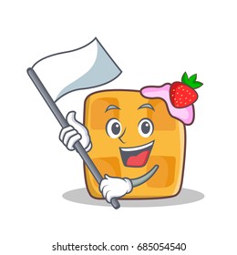 waffle character cartoon design with flag