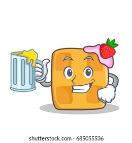 waffle character cartoon design with juice