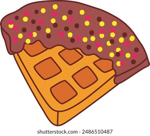 Waffle with chocolate cream and rainbow sprinkles 