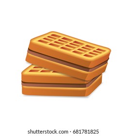 waffle , chocolate cream vector illustration