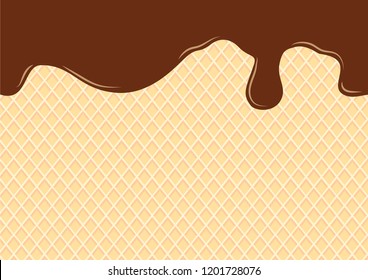 Waffle with chocolate, waffle texture pattern, Illustration background.