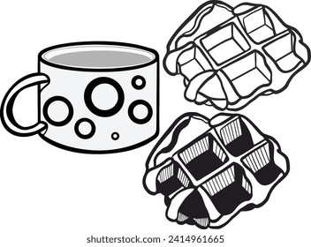 waffle y café son arte vectorial del desayuno